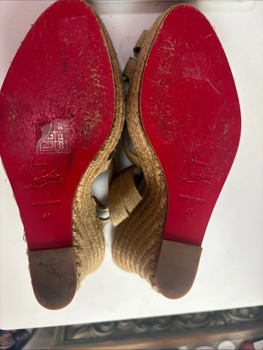 Christian Louboutin Metallic Gold Espadrille Wedge Sandals
